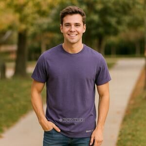 DKNY Jeans Purple Slub Cotton T-Shirt Crewneck Casual Tee Short Sleeve Size M